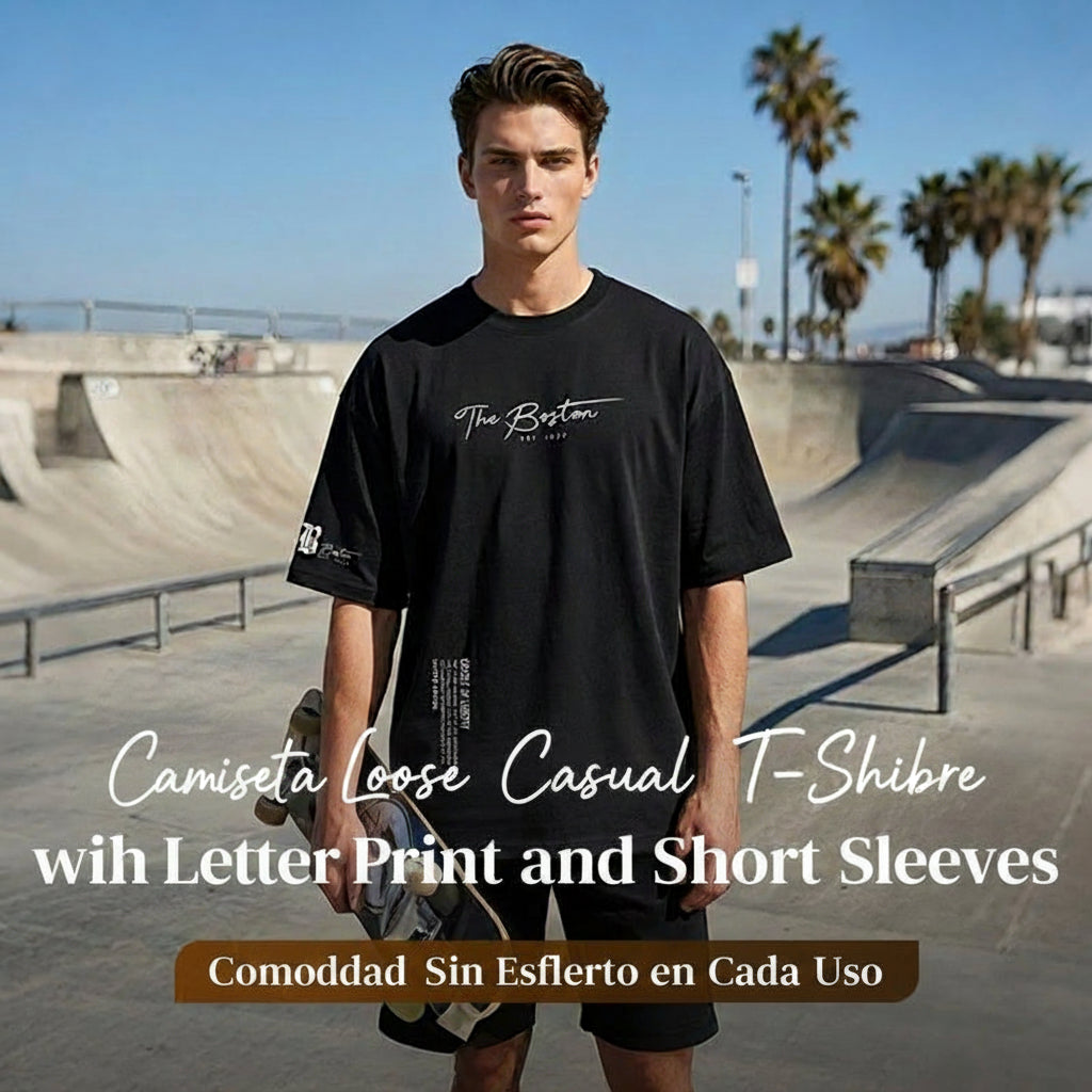 👕🏙️ ¡50 % DE DESCUENTO AHORA! Camiseta de estilo urbano para hombre de corte holgado: mezcla de algodón de primera calidad, corte oversize desenfadado y estampado gráfico ✨