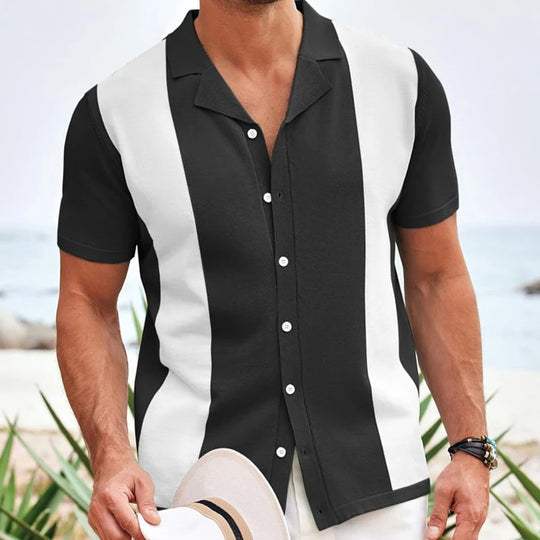 Polo para hombre con rayas en contraste y corte entallado