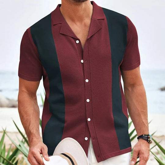 Polo para hombre con rayas en contraste y corte entallado