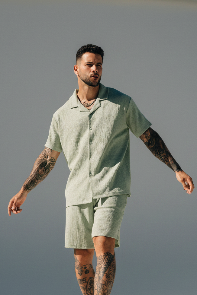 Conjunto de dos piezas para hombre: camisa y pantalones cortos