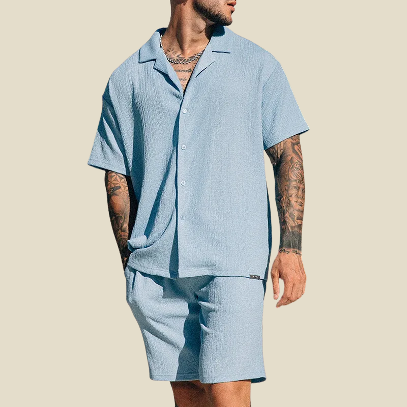 Conjunto de dos piezas para hombre: camisa y pantalones cortos