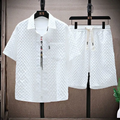 Conjunto de camisa y pantalones cortos con textura jacquard para hombre
