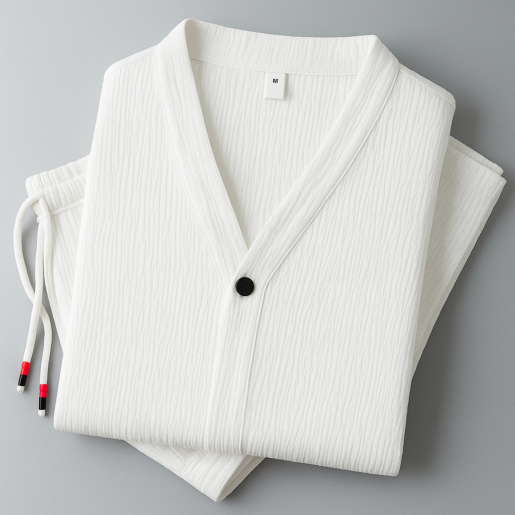 Conjunto de dos piezas de lino para hombre: camisa y pantalón, estilo desenfadado de verano
