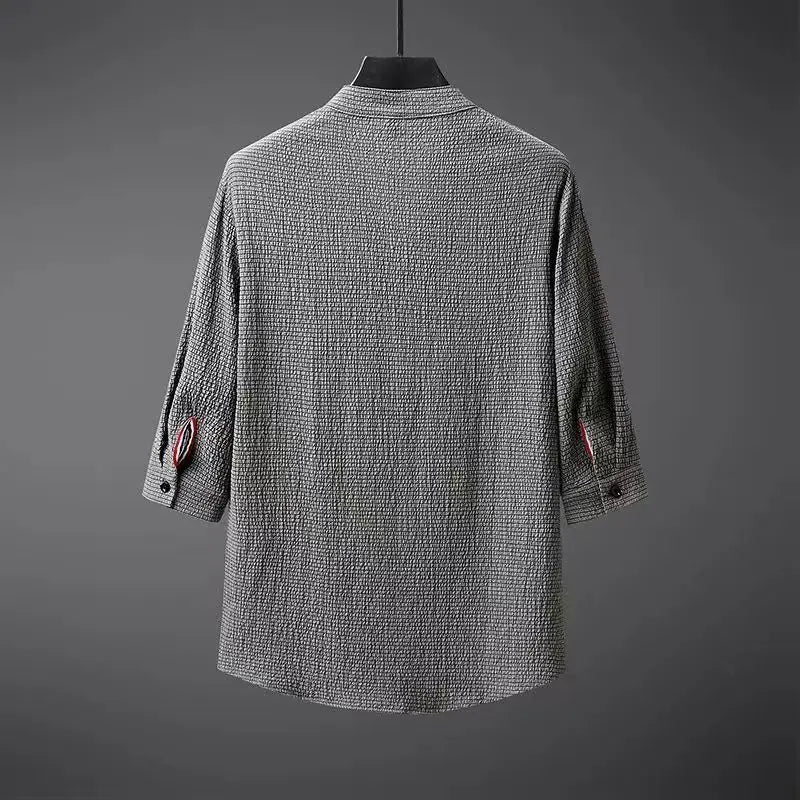 Conjunto de dos piezas de lino para hombre: camisa y pantalón, estilo desenfadado de verano