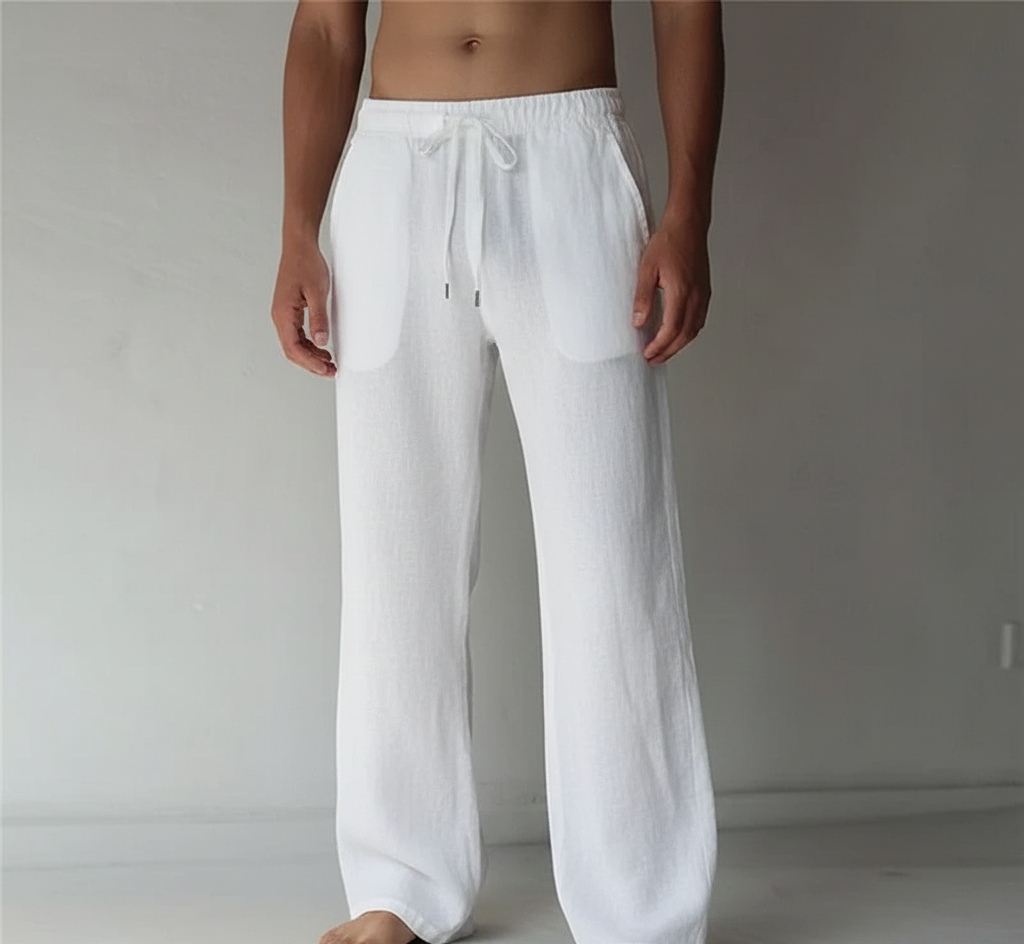 Pantalones de lino de corte recto para hombre