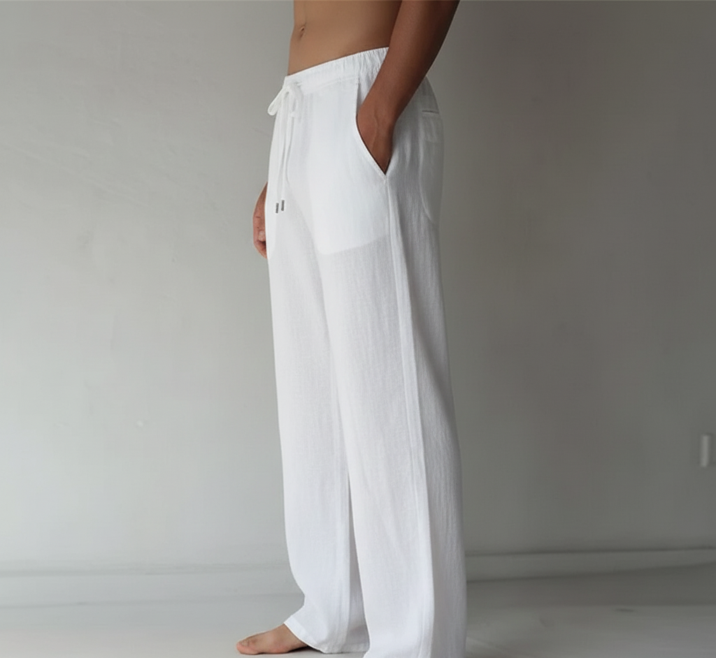 Pantalones de lino de corte recto para hombre