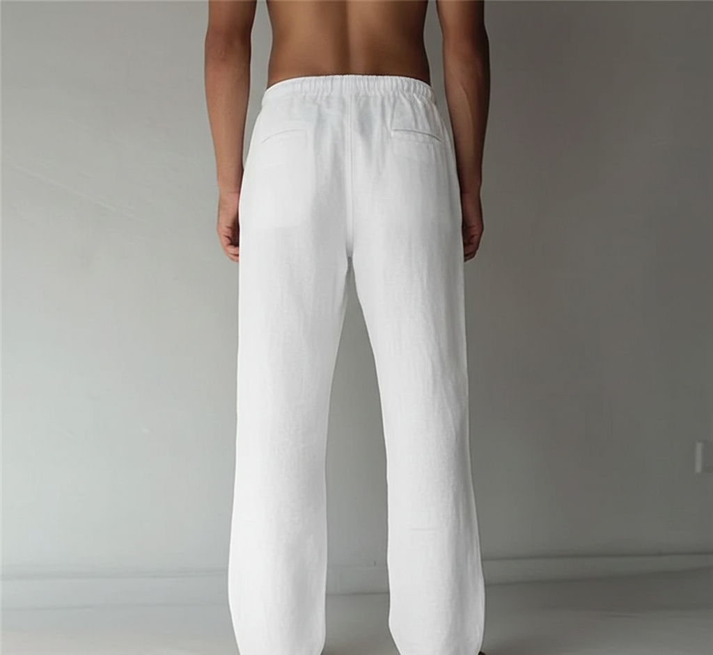 Pantalones de lino de corte recto para hombre