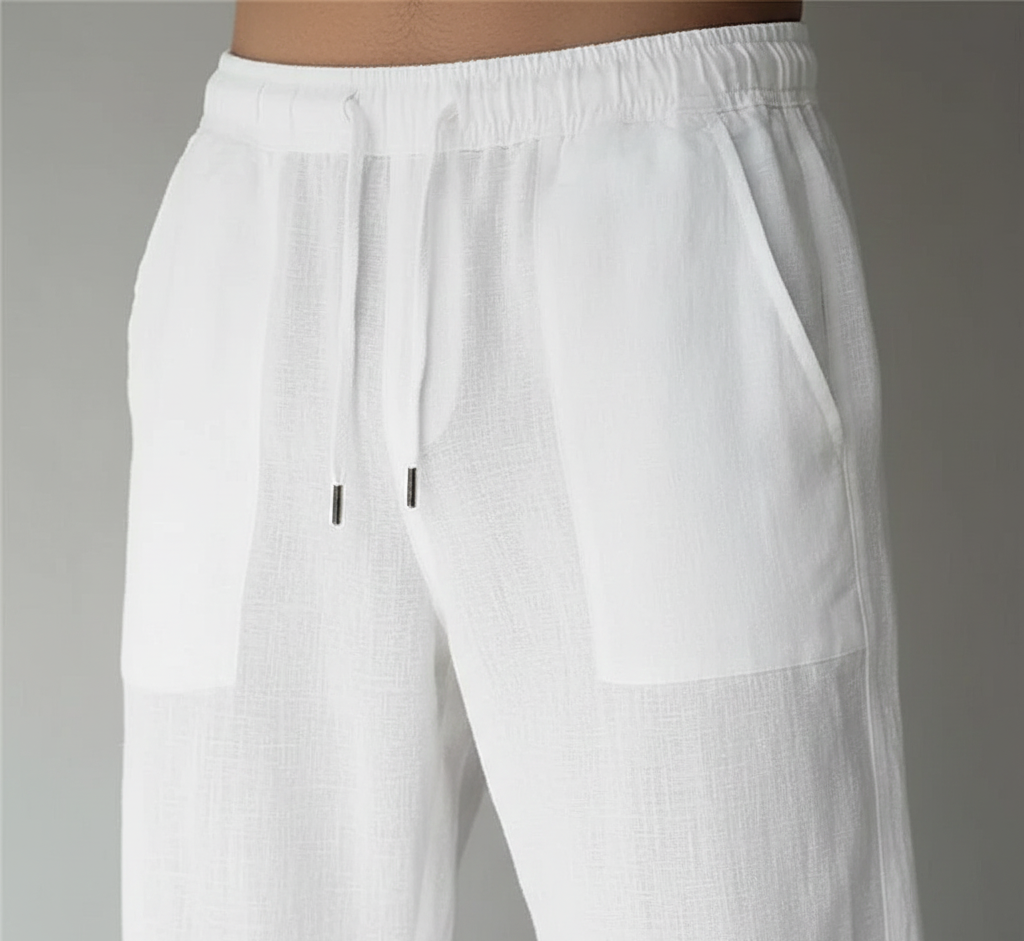Pantalones de lino de corte recto para hombre