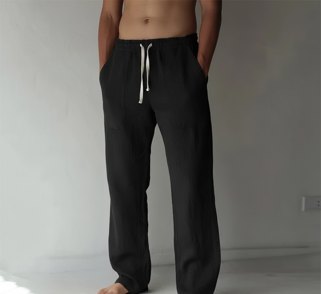 Pantalones de lino de corte recto para hombre
