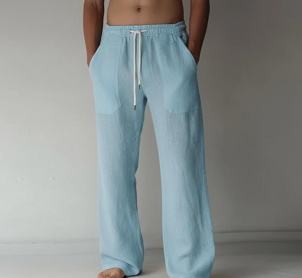 Pantalones de lino de corte recto para hombre