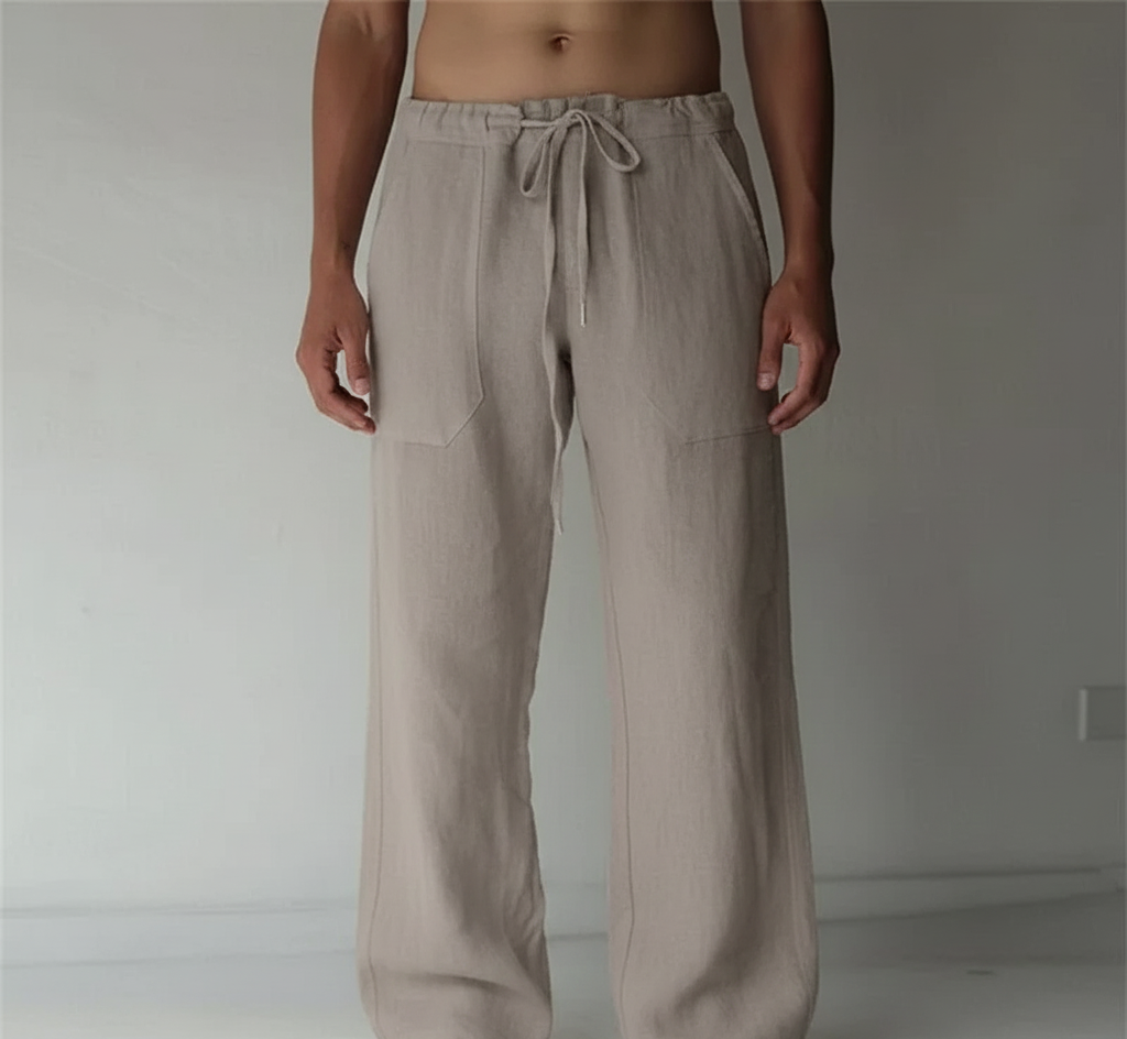 Pantalones de lino de corte recto para hombre