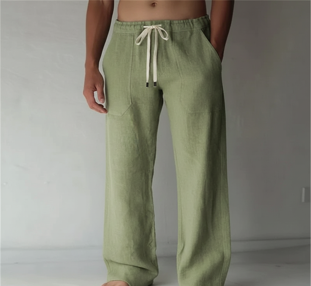 Pantalones de lino de corte recto para hombre