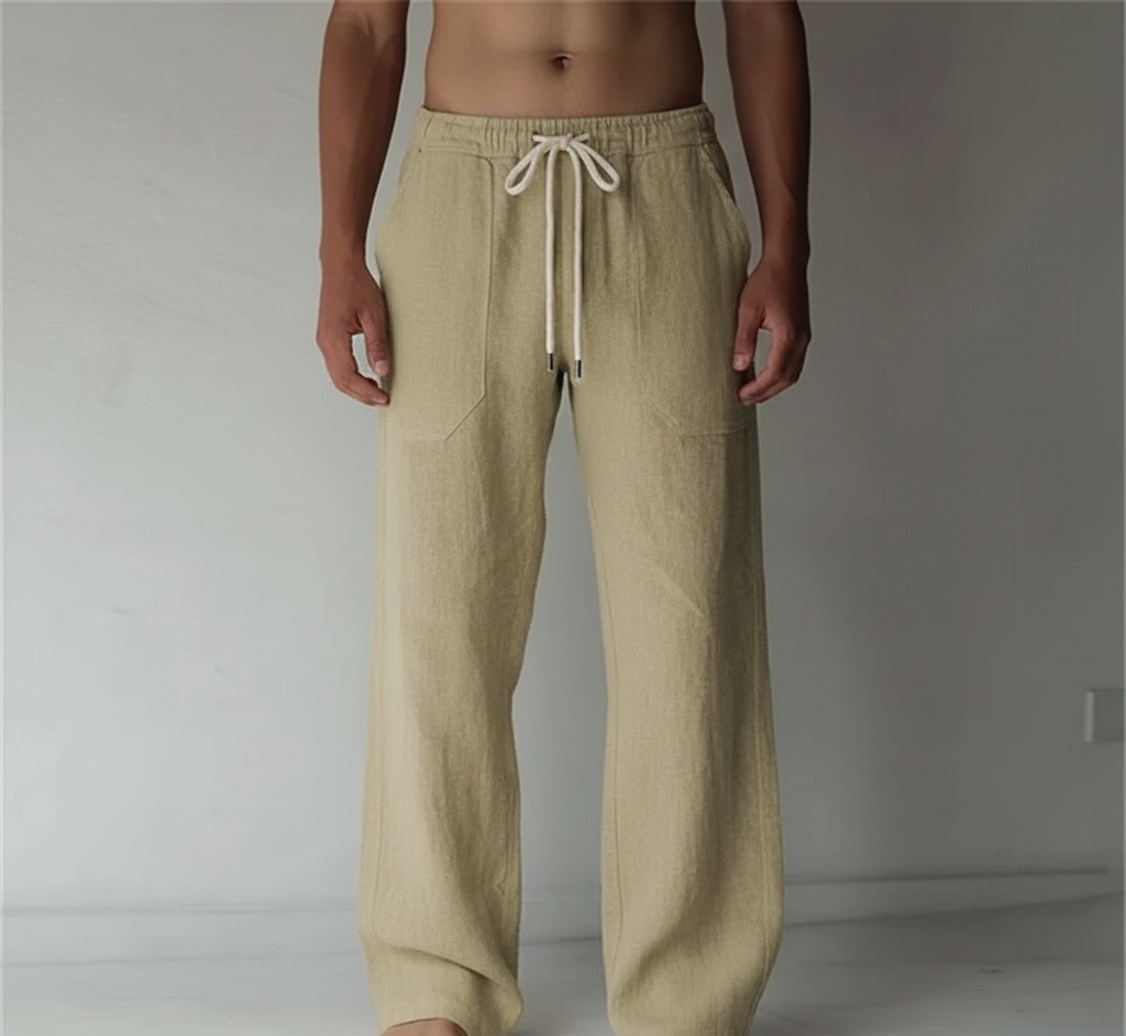 Pantalones de lino de corte recto para hombre