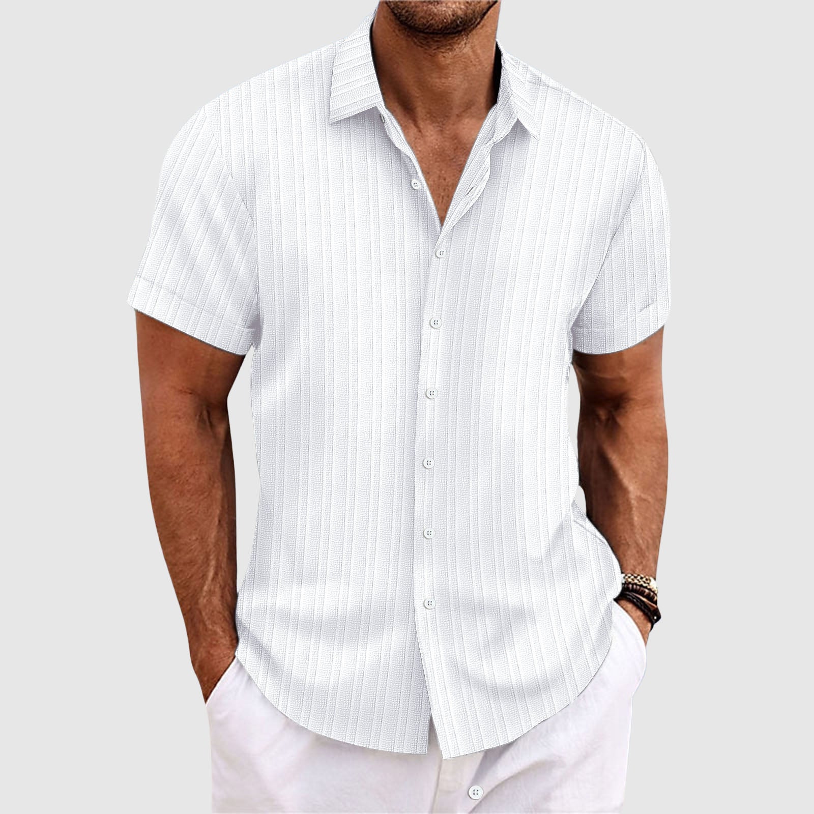 Camisa de manga corta a rayas para hombre