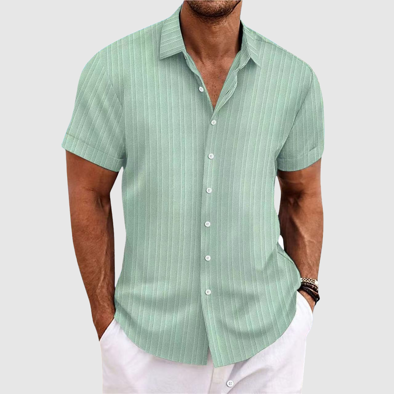 Camisa de manga corta a rayas para hombre