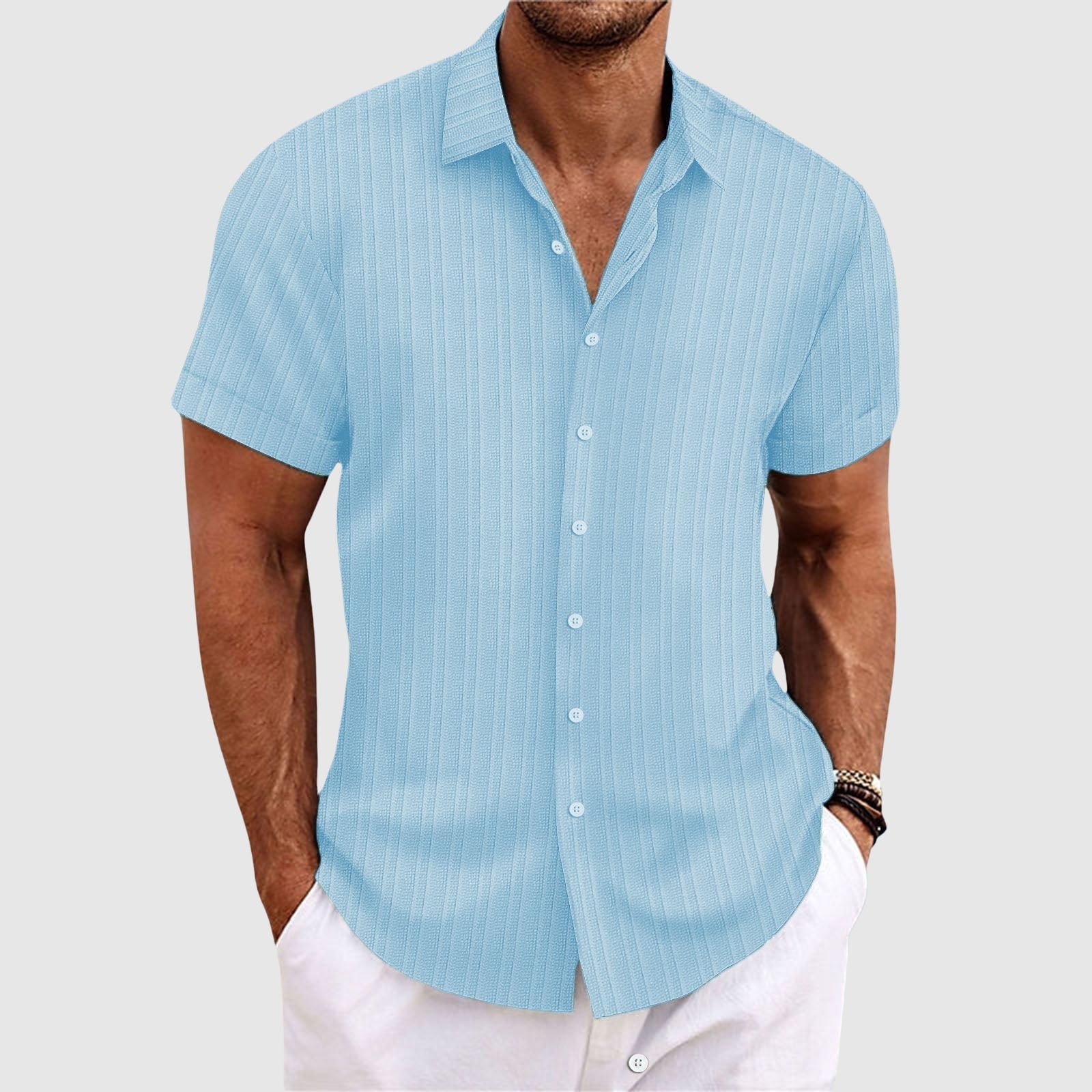 Camisa de manga corta a rayas para hombre