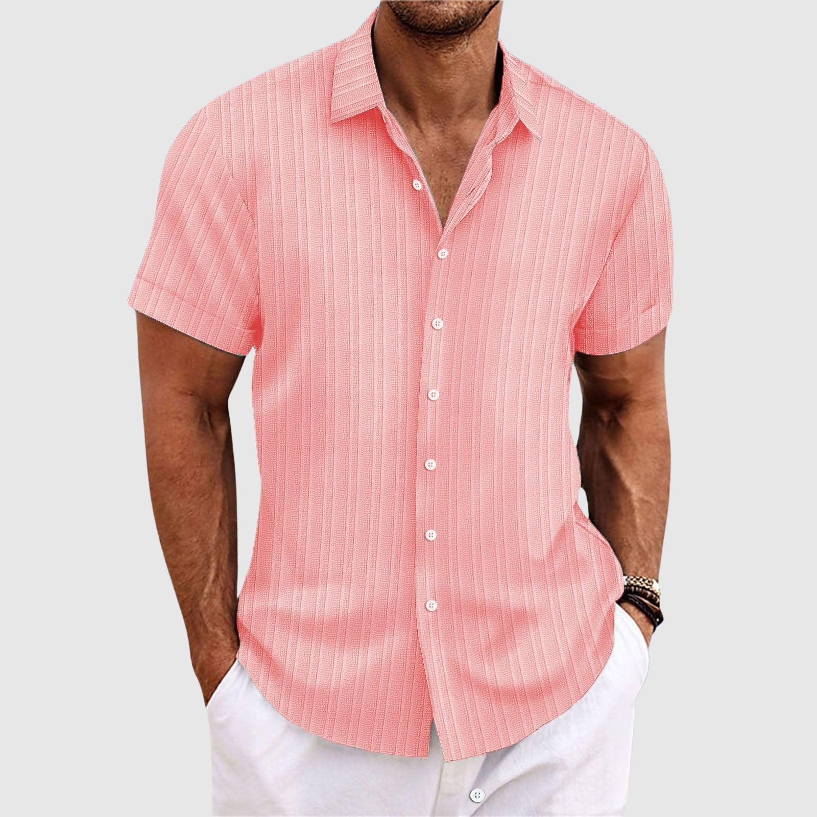 Camisa de manga corta a rayas para hombre
