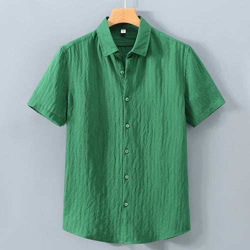 Camisa informal de manga corta con rayas en relieve para hombre