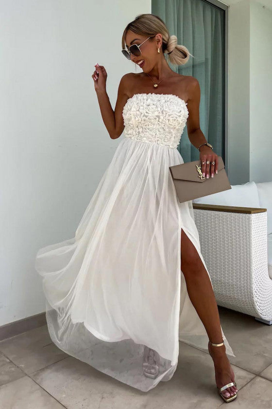 Vestido largo con abertura para mujer