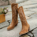 Women’s Suede Block Heel Cowboy Boots - Klyne Studios