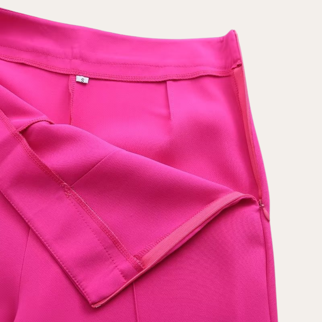 Conjunto de chaqueta con cinturón y pantalones de pierna ancha para mujer