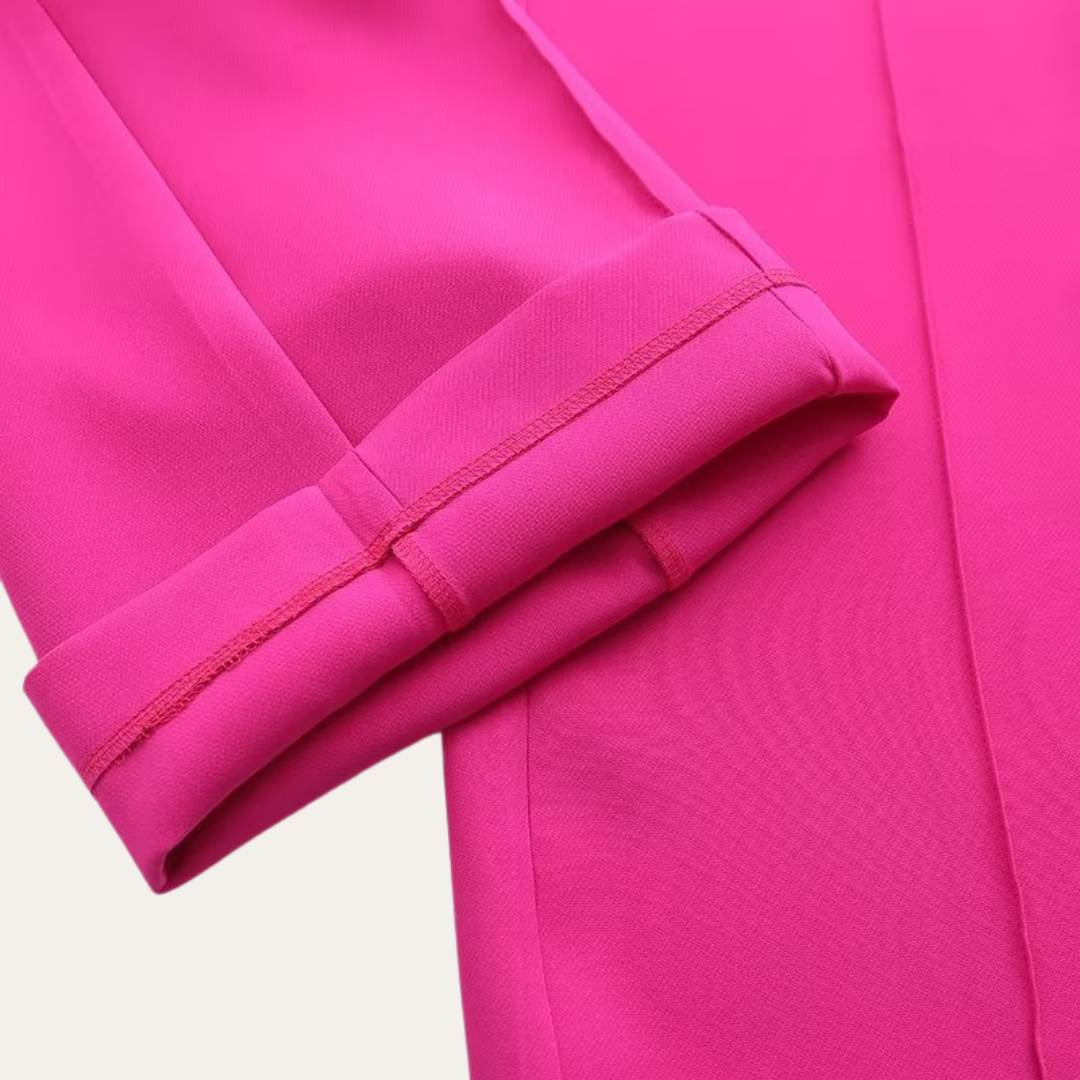 Conjunto de chaqueta con cinturón y pantalones de pierna ancha para mujer