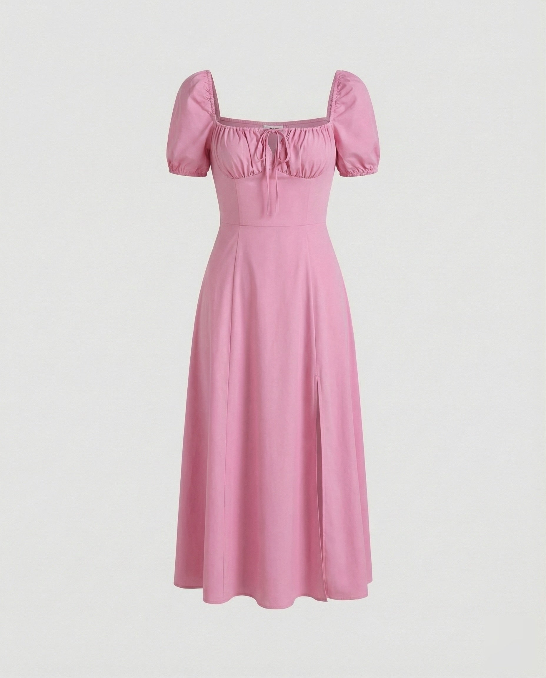 Vestido midi de mujer con mangas abullonadas y cuello cuadrado